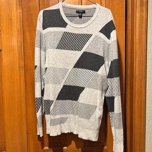 Alfani Mens Gray Geometric Sweater